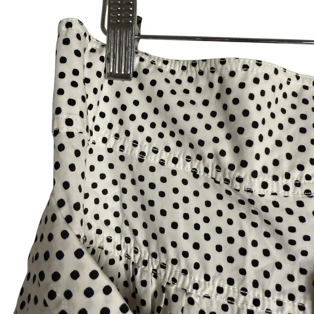 La Vie Rebecca Taylor Corinne White Black Polka Dot High Rise Tie Waist Shorts L